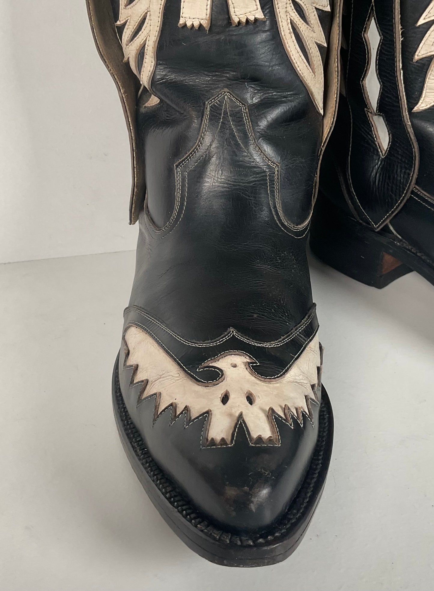 Vintage Thunderbird Cowboy Boots | Tooled Inlays | Mule Ear | 1960s | Men’s 9