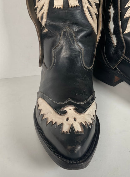 Vintage Thunderbird Cowboy Boots | Tooled Inlays | Mule Ear | 1960s | Men’s 9