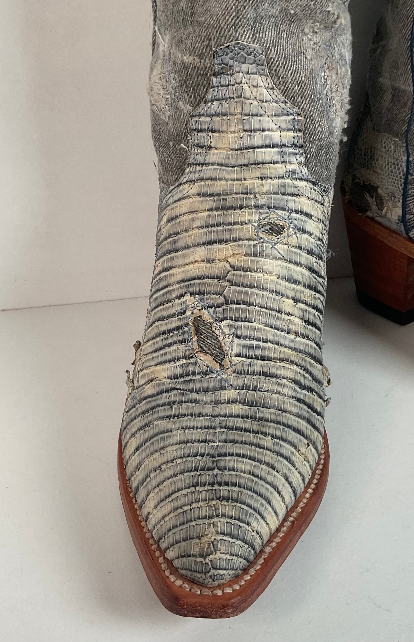 Dan Post Buckshot Lizard Cowgirl Boots 7.5 M Halloween Denim