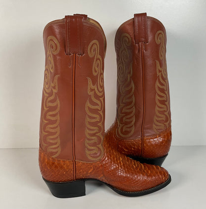 Vintage Tony Lama Python Snakeskin Cowboy Boots | Gold Label | Men’s 8 D