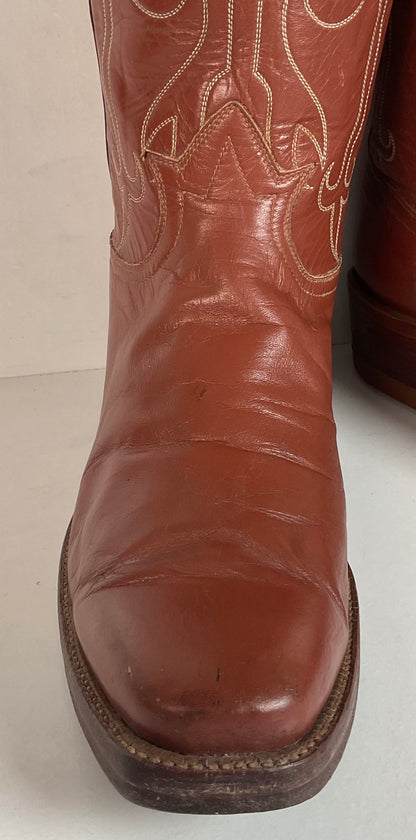 Vintage Tony Lama Gold Label Cowboy Boots 9.5 B John Wayne Toe