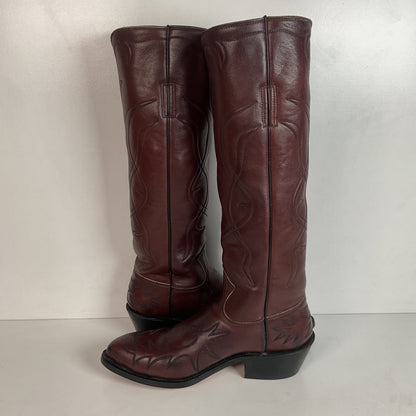 Vintage Stewart Boot Company Tall Cowgirl Boots 10 Narrow Romero Cloth Pulls