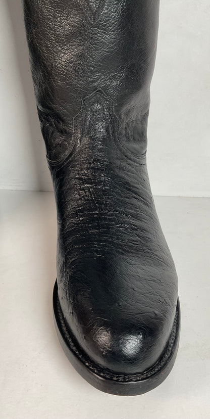 Lucchese 2000 Exotic Smooth Ostrich Roper Boots 9.5 D Made in Texas
