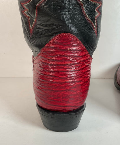 Vintage Hondo Shark Skin Cowgirl Boots 7.5 B Exotic Cherry Red