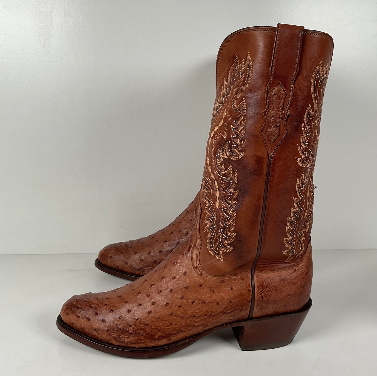 Lucchese 2000 Full Quill Ostrich Cowboy Boots | Barnwood | Exotic | Men’s 11 D
