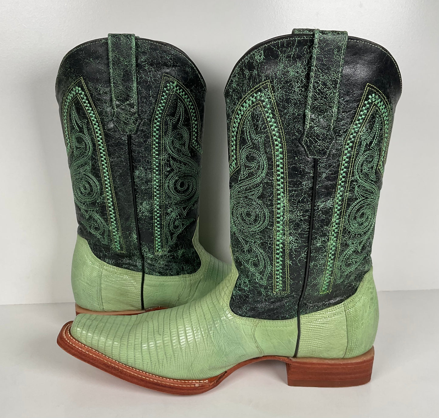 Los Altos Teju Lizard Cowboy Boots | Lime Green | Men’s 10.5 EE
