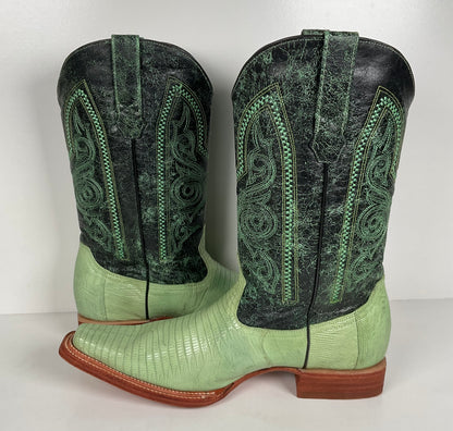 Los Altos Teju Lizard Cowboy Boots | Lime Green | Men’s 10.5 EE