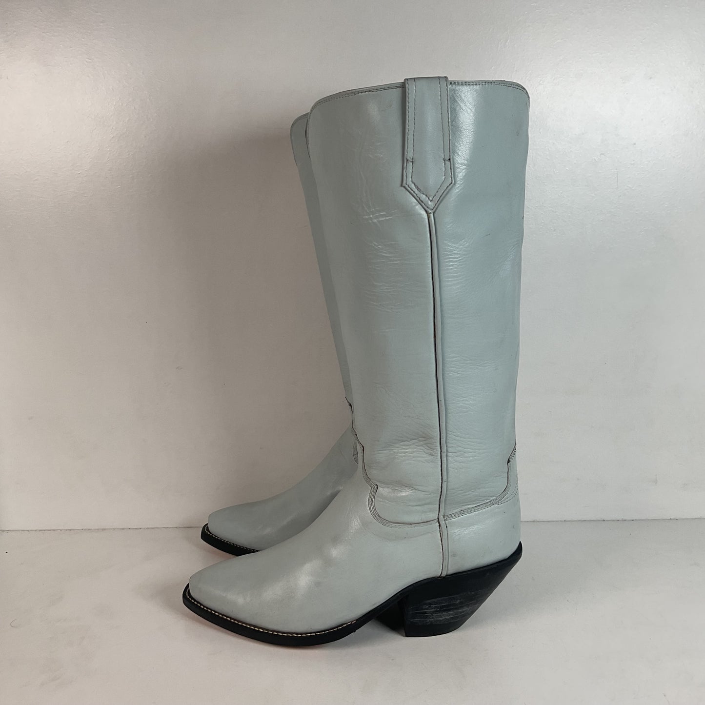 Custom Tall Top Cowboy Boots 11 Wide Shooter Style Off White