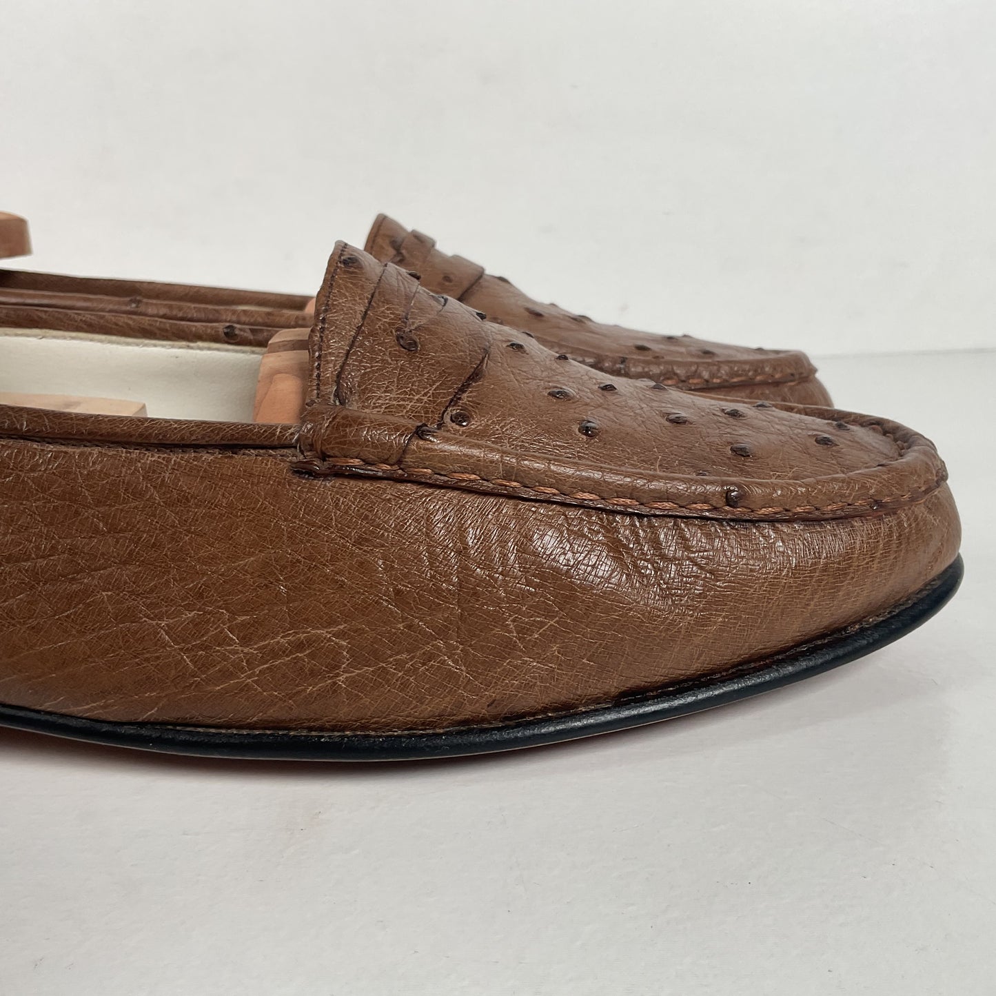 Helene Arpels Ostrich Quill Penny Loafers | Exotic | Brown | 10.5 B