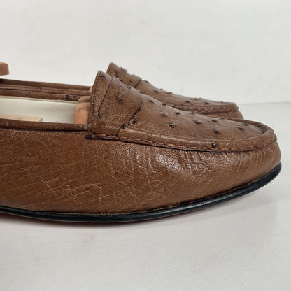 Helene Arpels Ostrich Quill Penny Loafers | Exotic | Brown | 10.5 B