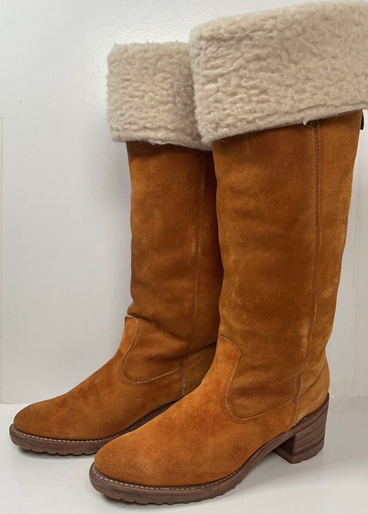 Vintage Dingo ACME Faux Shearling Campus Boots 8.5 N Cuffed Chunky