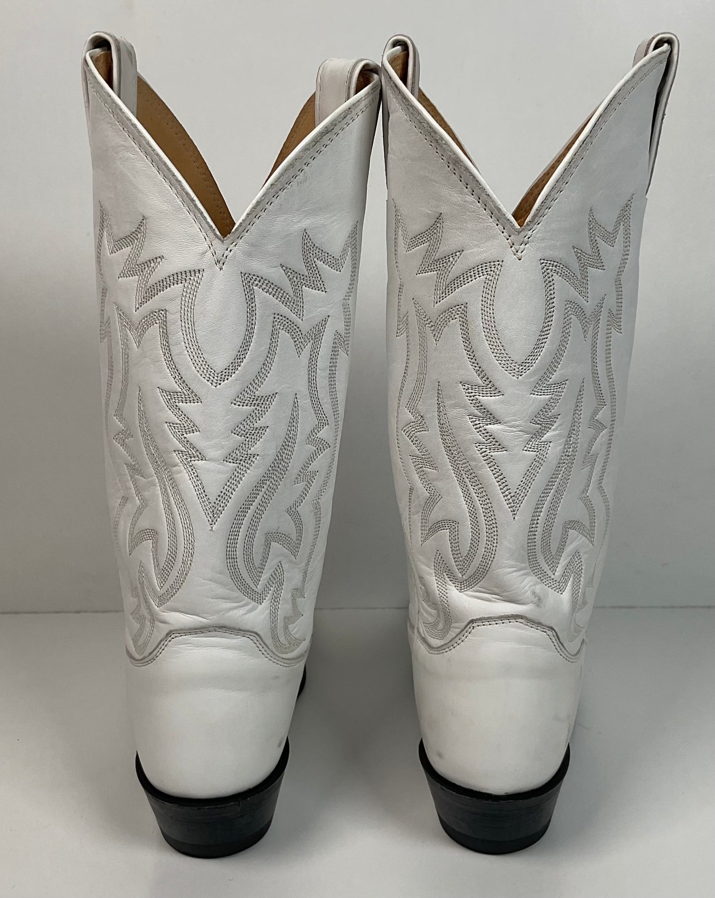 Justin Wedding White Cowgirl Boots 8 B USA Made