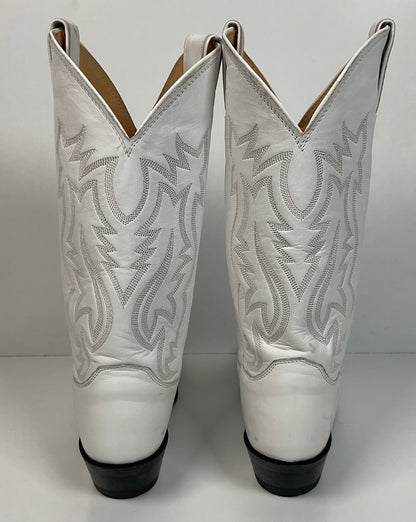 Justin Wedding White Cowgirl Boots 8 B USA Made