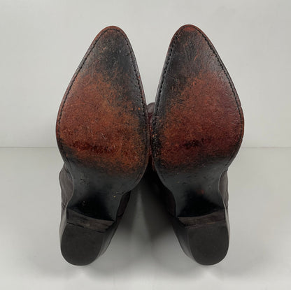 Vintage Tony Lama Teju Lizard Buckaroo Boots | Burgundy | Women’s 9 B