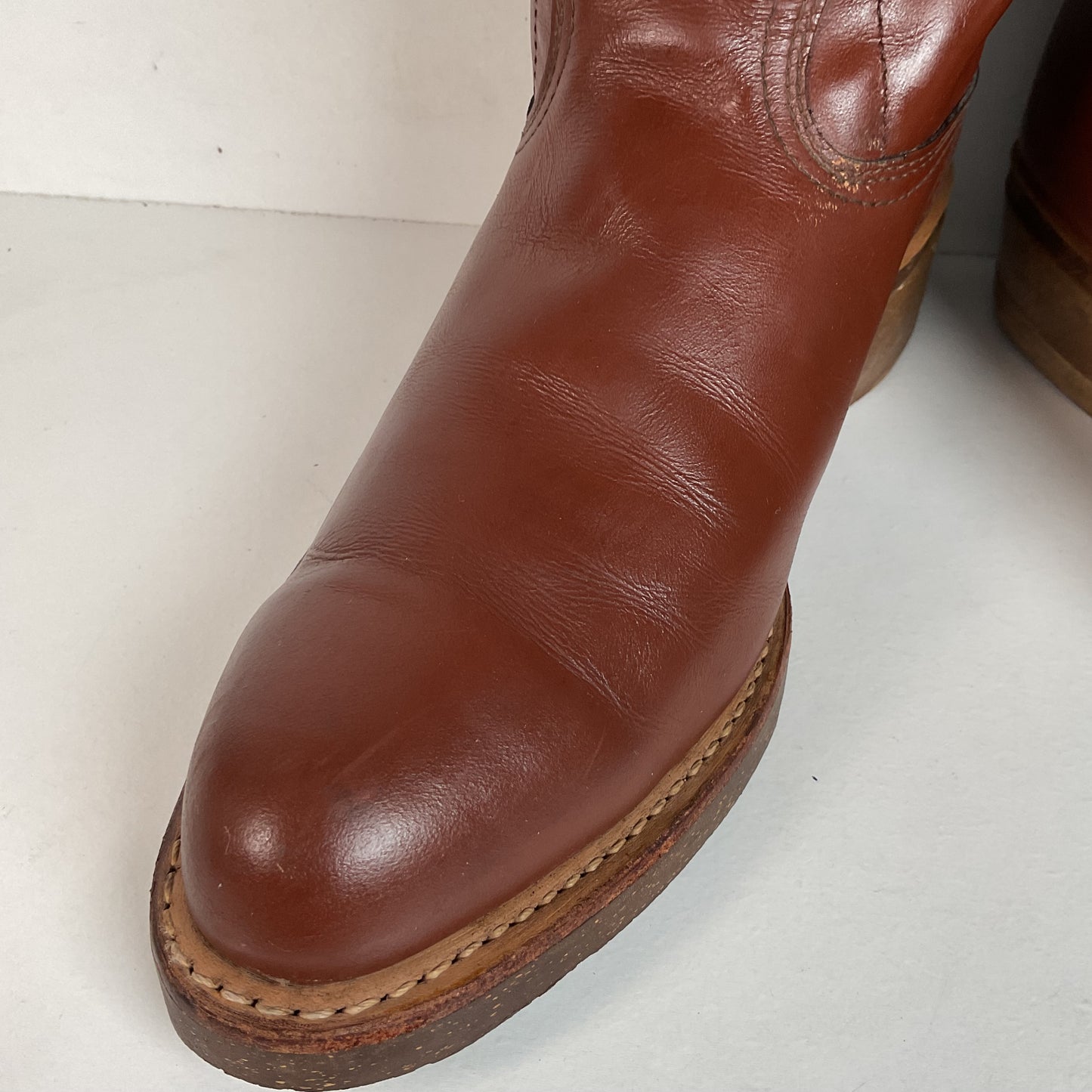 Vintage Rodeo Brand Cowboy Boots 10.5 D USA Made Chunky Campus