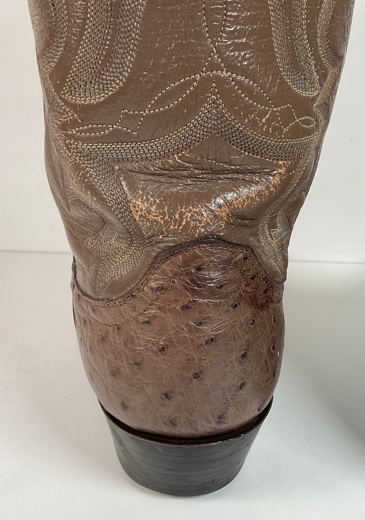 Justin Full Ostrich Quill Cowboy Boots 10 E USA Made Exotic
