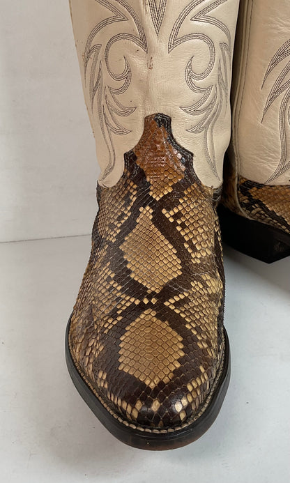 Vintage Laredo Front Cut Python Cowboy Boots 12 D USA Made Snakeskin