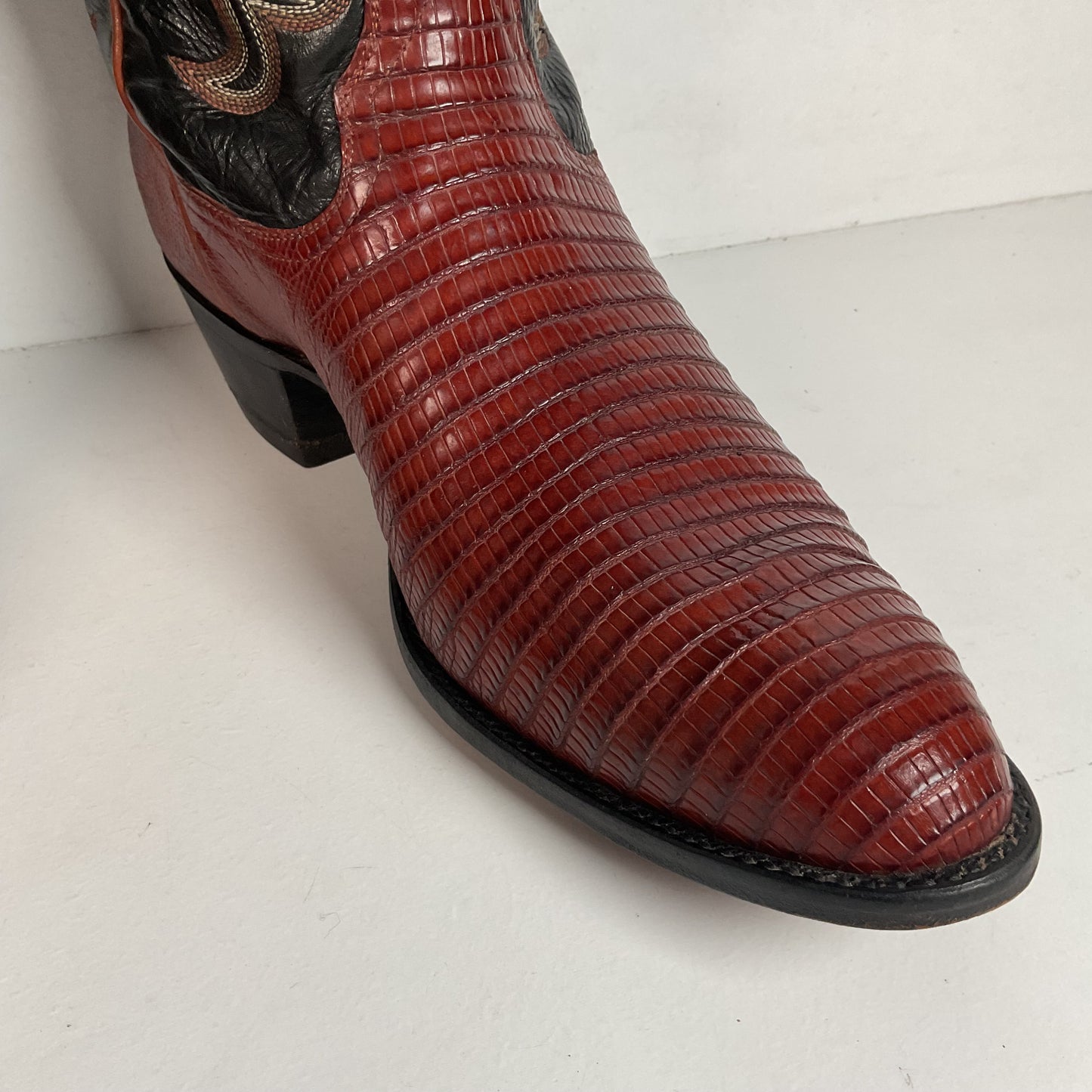 Larry Mahan Teju Lizard Cowboy Boots 10 EE Peanut Brittle