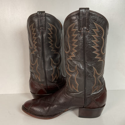 Vintage Tony Lama Patchwork Cowboy Boots 9.5 D Bullhide Gold Label Recraft
