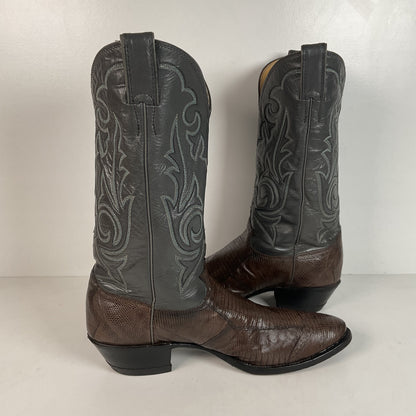 Vintage Justin Teju Lizard Cowboy Boots | Brogued | USA Made | Men’s 10.5 B