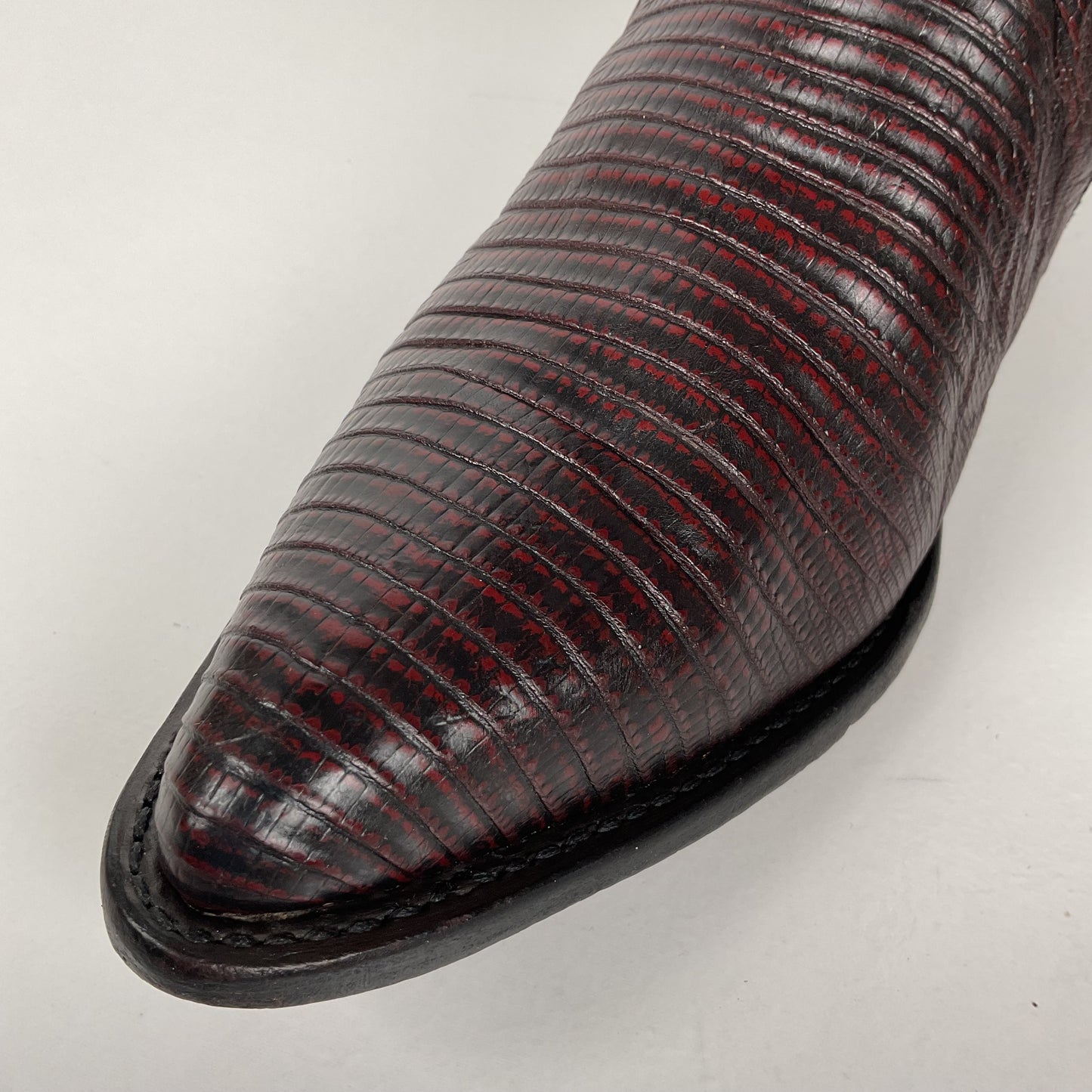 Vintage Tony Lama Teju Lizard Buckaroo Boots | Burgundy | Women’s 9 B