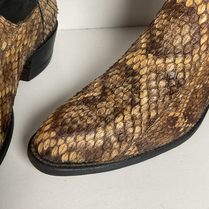 Diamondback Rattlesnake Cowboy Boots | Custom Made | Collar Overlay | Men’s 10 B