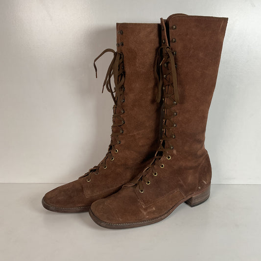 Vintage 1960s Men’s Suede Lace Up Snake Boots 12 D USA Made