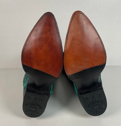 Python Snakeskin Cowboy Boots | Front Cut | Turquoise | Men’s 7.5 | Women’s 8.5