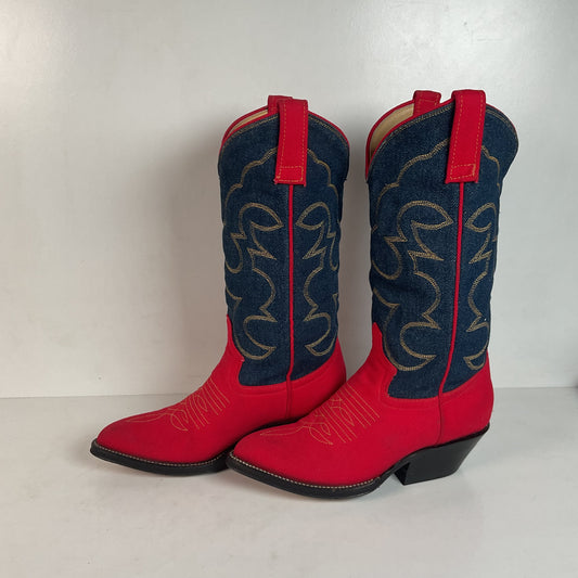 Vintage Denim Cowgirl Boots | Custom Blue Jean | Women’s 6.5
