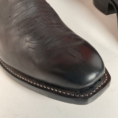 Custom Square Toe Cowboy Boots | Orange Shaft | Black Calf Vamp | Men’s 11 Wide