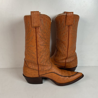 Vintage 1960s Nocona “The Astro” Cowboy Boots 9 D Full Ostrich Calf Exotic