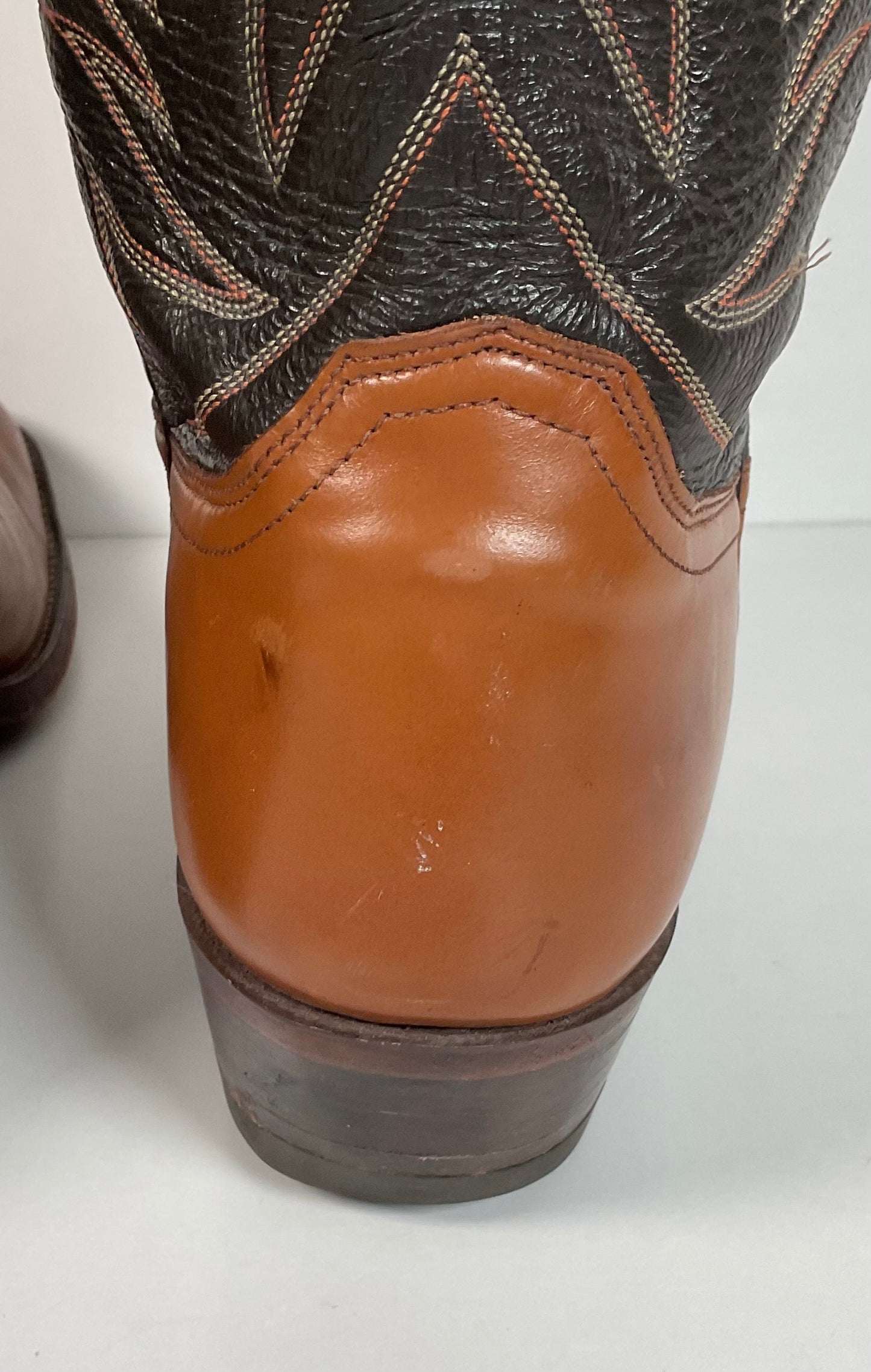 Vintage 1970s Justin Cowboy Boots 13 A Calfskin USA Made