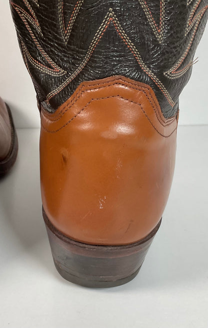 Vintage 1970s Justin Cowboy Boots 13 A Calfskin USA Made