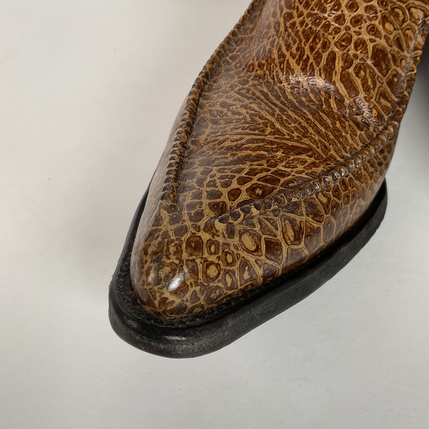 Vintage Wrangler Algonquin Toe Cowboy Boots | Sea Turtle Imitation Print | Men’s 9.5 D