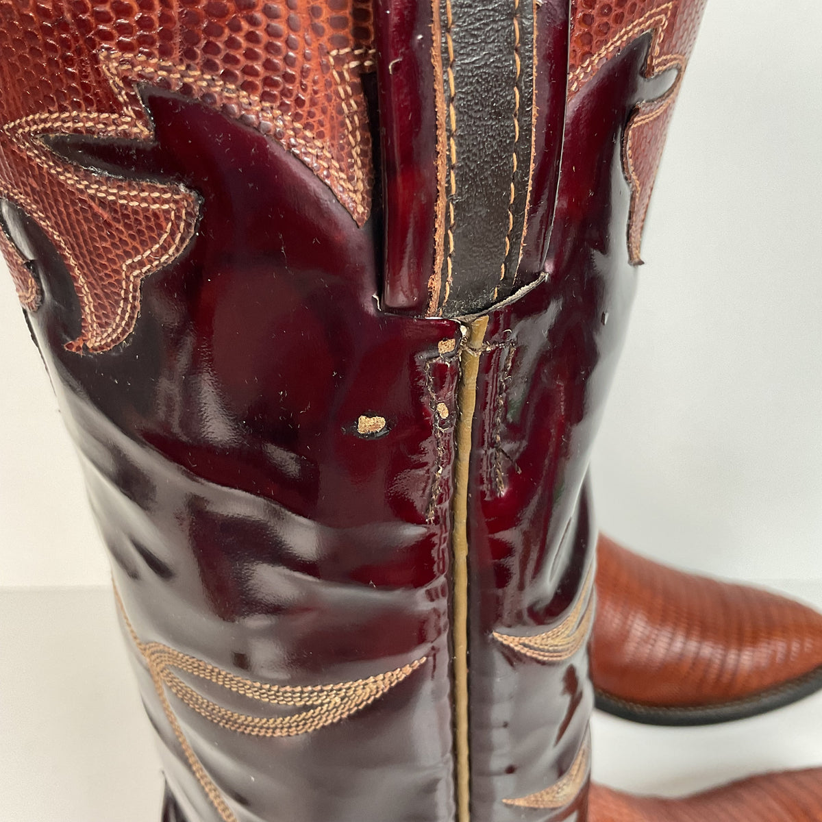 Vintage Tony Lama Teju Lizard Cowgirl Boots | Patent Leather | 6 C | Women’s 7