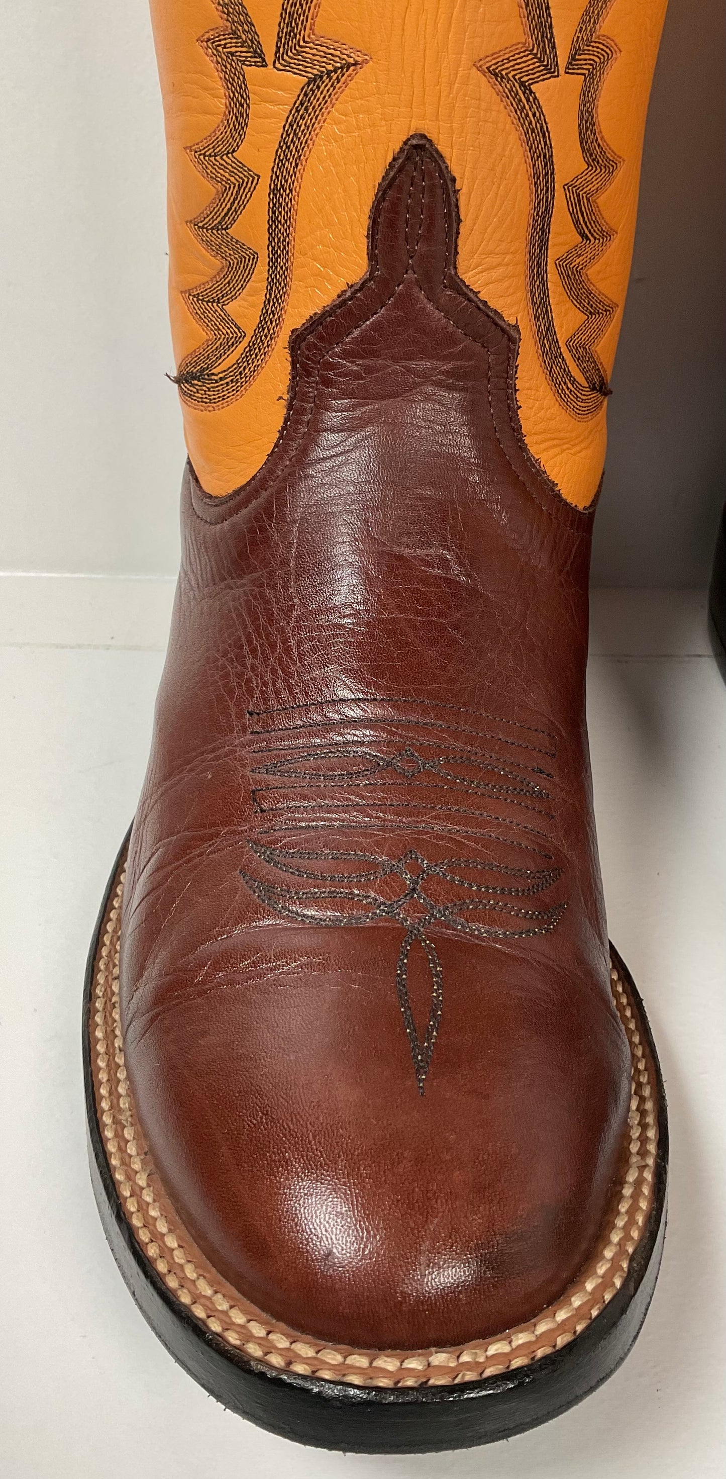 Anderson Bean Leather Roper Western Boots 9 D Mango Yellow USA Recraft