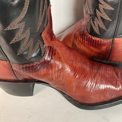 Justin Women’s Snip Toe Lizard Cowgirl Boots 9 B USA Made