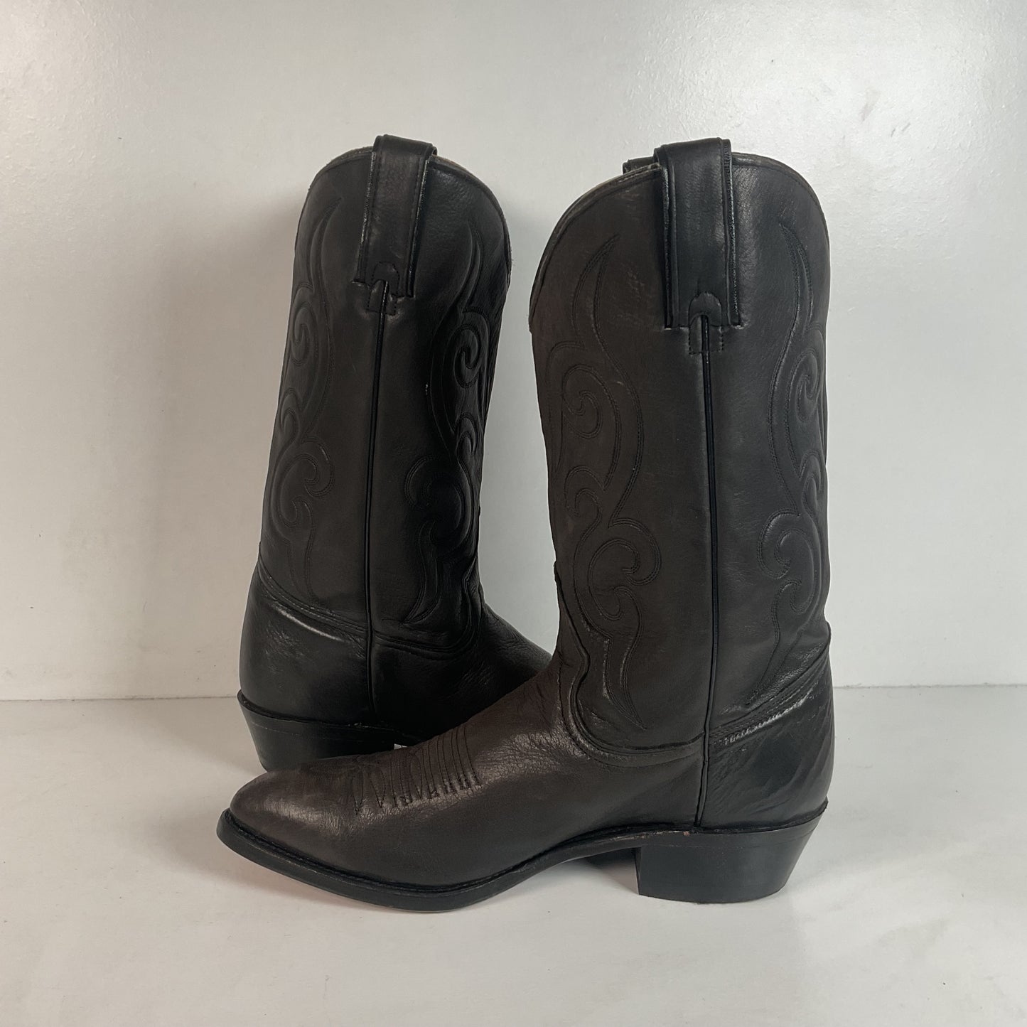 Vintage Wrangler Dark Grey Cowboy Boots 10 D Soft Tennessee Deer Skin