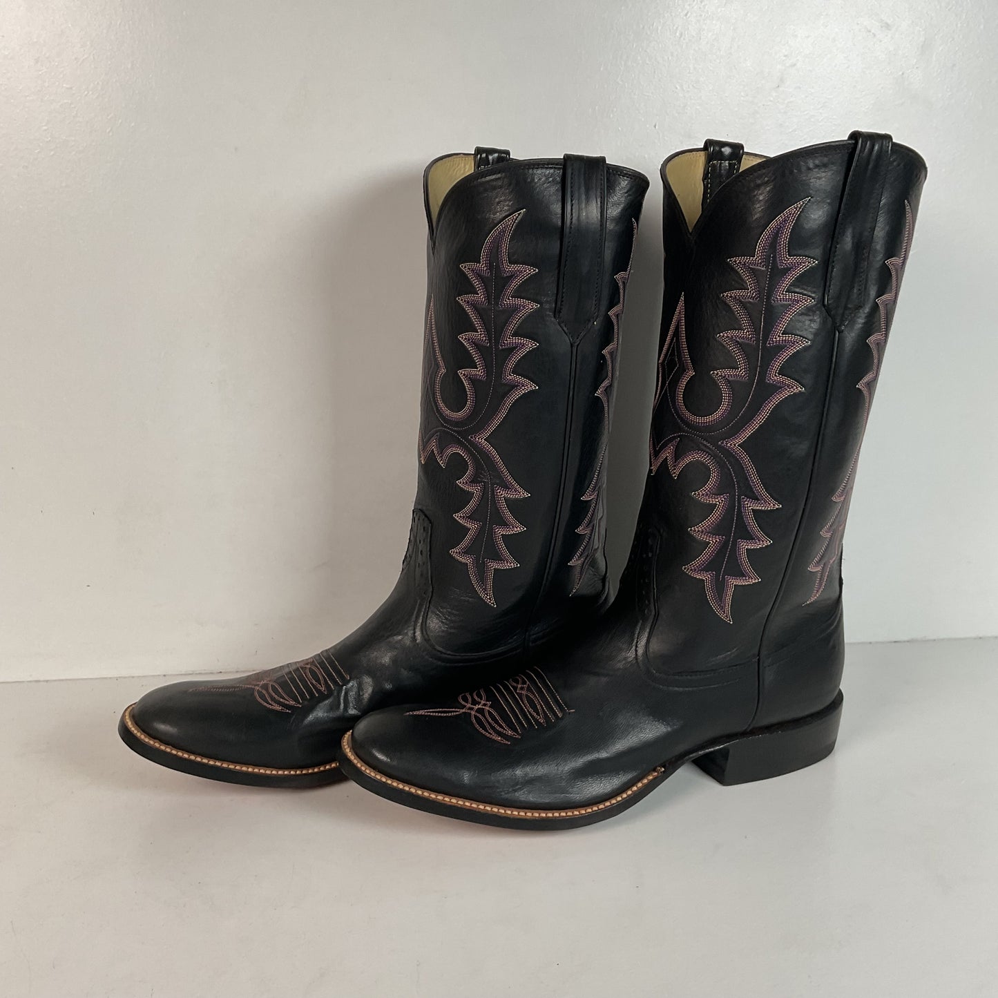 Rios of Mercedes Cowboy Boots Men’s 9.5 B (Narrow) Black Buffalo Calf