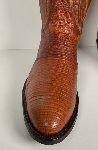 Vintage Tony Lama Teju Lizard Cowboy Boots | Gold Label | Men’s 10 D