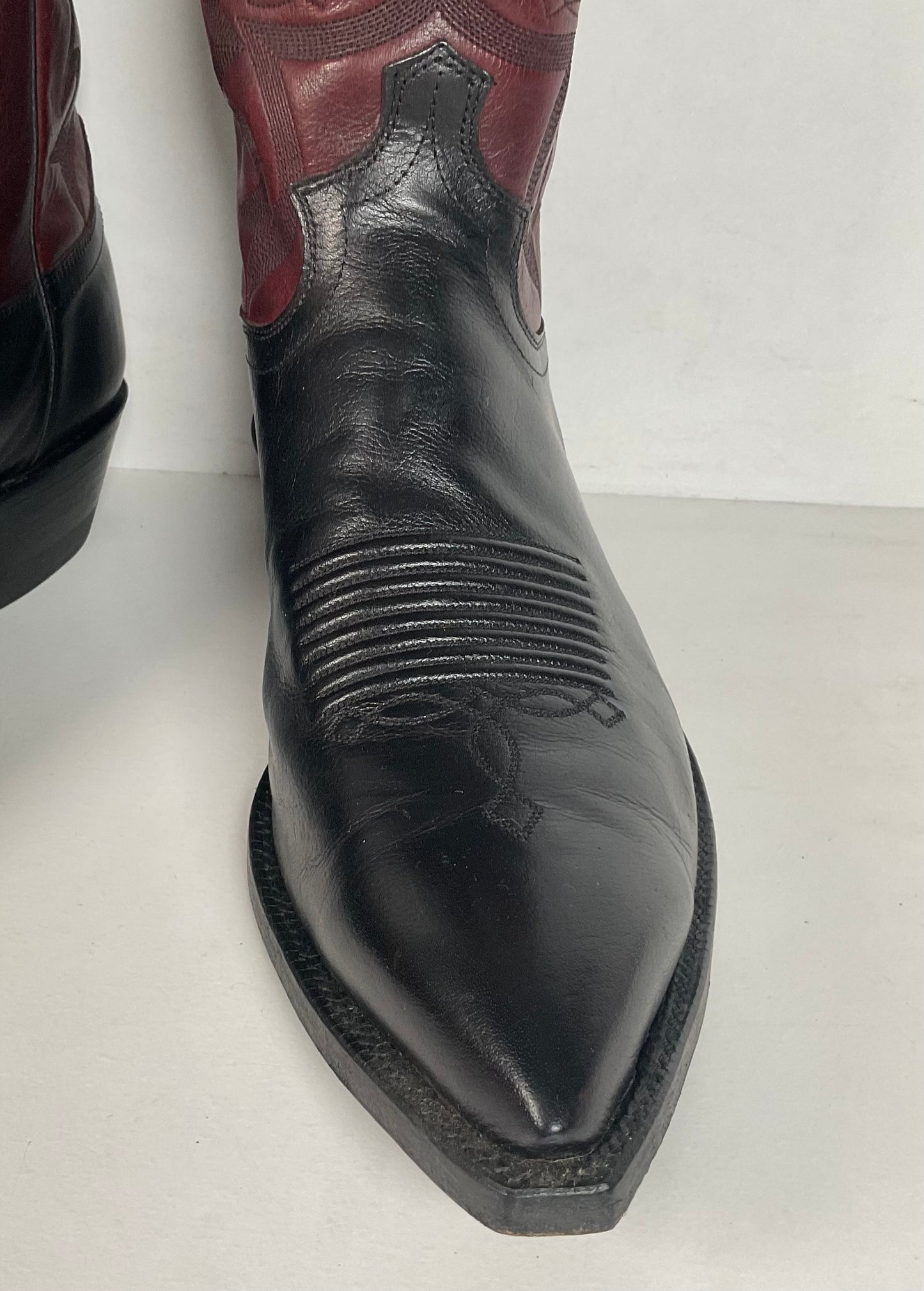 Vintage Justin Buffalo Calf Cowboy Boots | USA Made | Black Cherry | Men’s 10 D