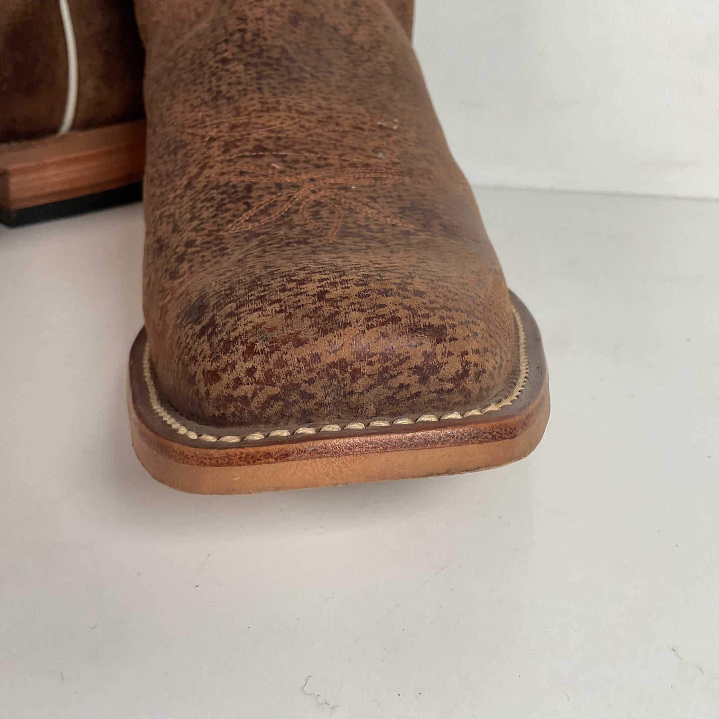 Olathe Pig Skin Suede Cowboy Boots 18 B (Narrow) Rough Out Custom