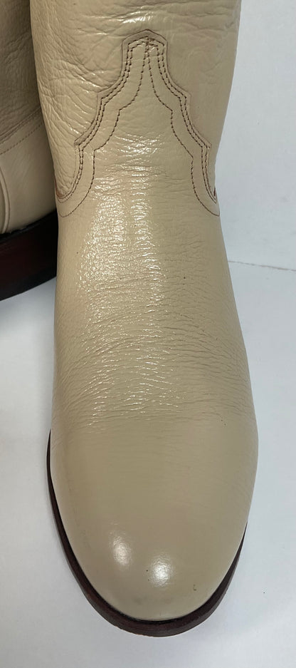 Justin Women’s Tall Bone Leather Cowgirl Boots 8 B USA Made