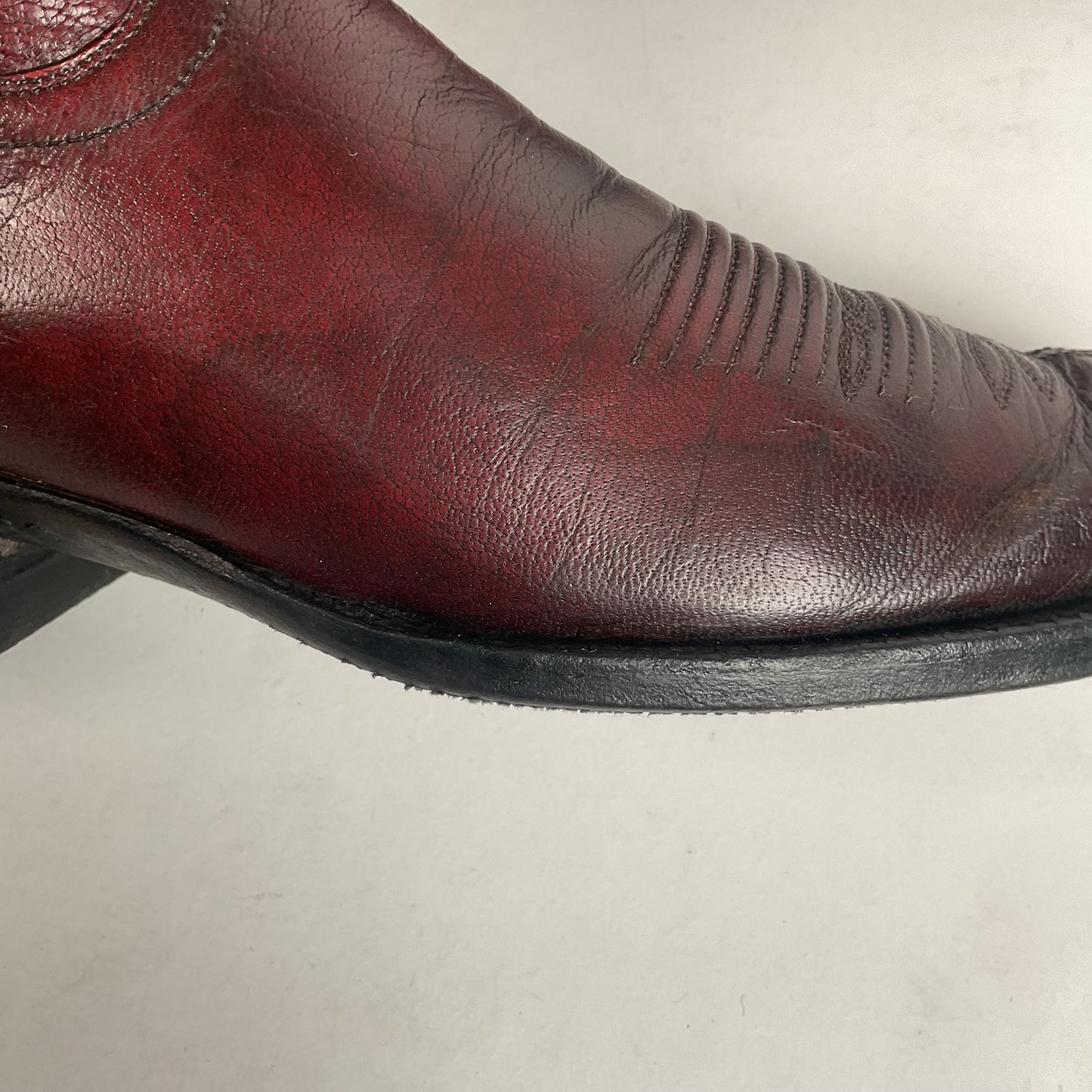 Custom Black Cherry Cowboy Boots | Goat Skin | Extra Narrow | 10.5 AA