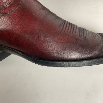 Custom Black Cherry Cowboy Boots | Goat Skin | Extra Narrow | 10.5 AA