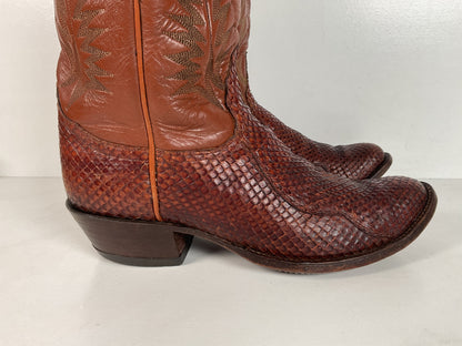 Tony Lama Anaconda Cowboy Boots | Exotic Snakeskin | Thrashed | Gold Label | 9.5