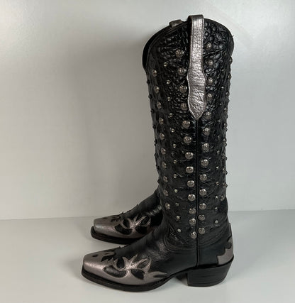 Custom Metallic Cowgirl Boots | Wingtip | Embellished | Women’s 7.5 B