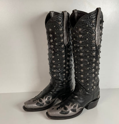 Custom Metallic Cowgirl Boots | Wingtip | Embellished | Women’s 7.5 B