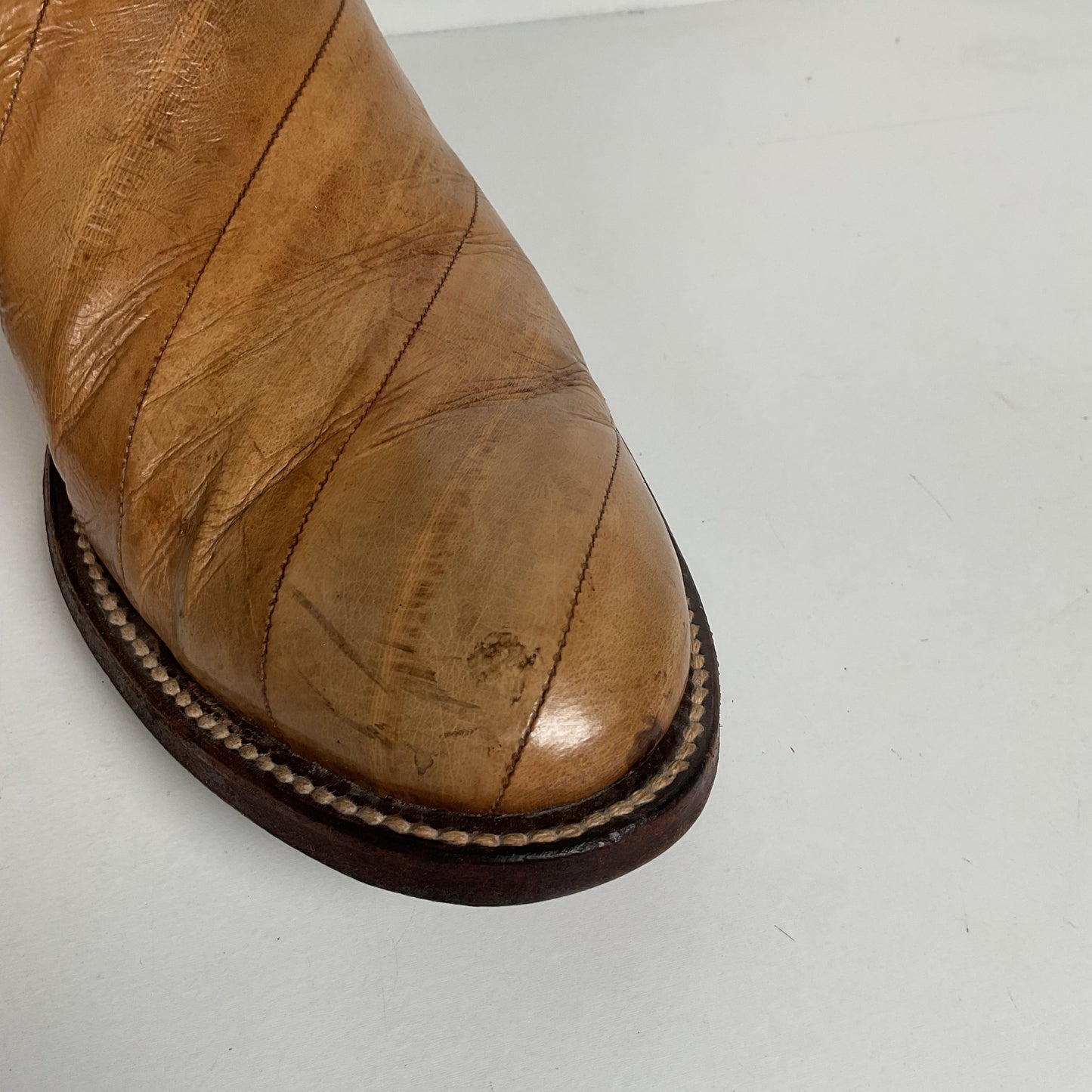 Vintage Eel Skin Cowboy Boots | Exotic | Butterscotch | Narrow | Men’s 11.5 B