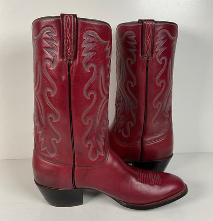 Vintage Lucchese San Antonio Cowboy Boots | Burgundy | Men’s 9 D
